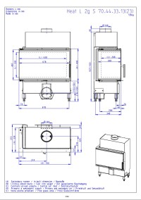 Romotop HEAT L 2g S 70.44.33.23 - вузька сталева кутова камінна топка