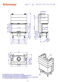 Romotop HEAT C 3g L 80.52.31.25 - тристороння камінна топка з темним шамотом