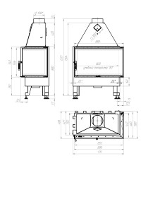 Камінна топка M-FIRE 80 (890/540) кутова права (17kW)