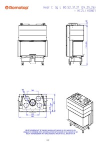 Romotop HEAT C 3g L 80.52.31.24 - тристороння камінна топка з підйомним механізмом