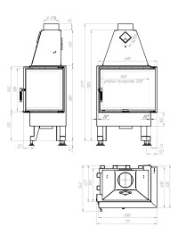 Камінна топка M-FIRE 60 (690/540) кутова права (14kW)