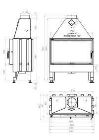 Камінна топка M-FIRE 90 пряма (19kW)