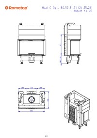 Romotop HEAT C 3g L 80.52.31.24 - тристороння камінна топка з підйомним механізмом