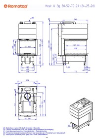 Romotop HEAT U 3g L 50.52.70.25 - тристороння топка для каміна з темним шамотом