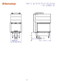 Romotop HEAT U 3g L 50.52.70.25 - тристороння топка для каміна з темним шамотом