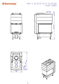 Romotop HEAT U 3g L 50.52.70.25 - тристороння топка для каміна з темним шамотом